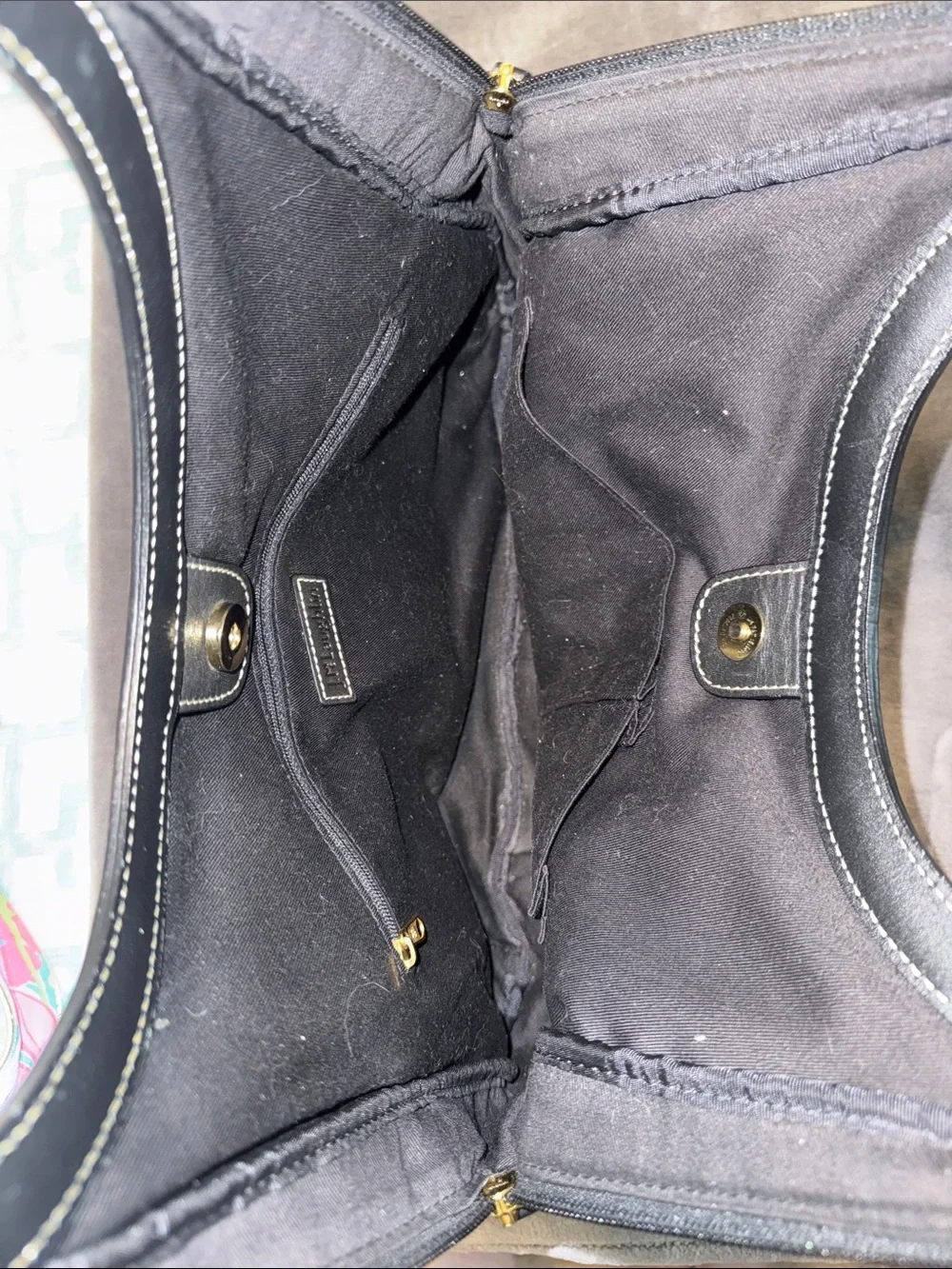J. McLaughlin Black Quilted Handbag with Gold Hardware